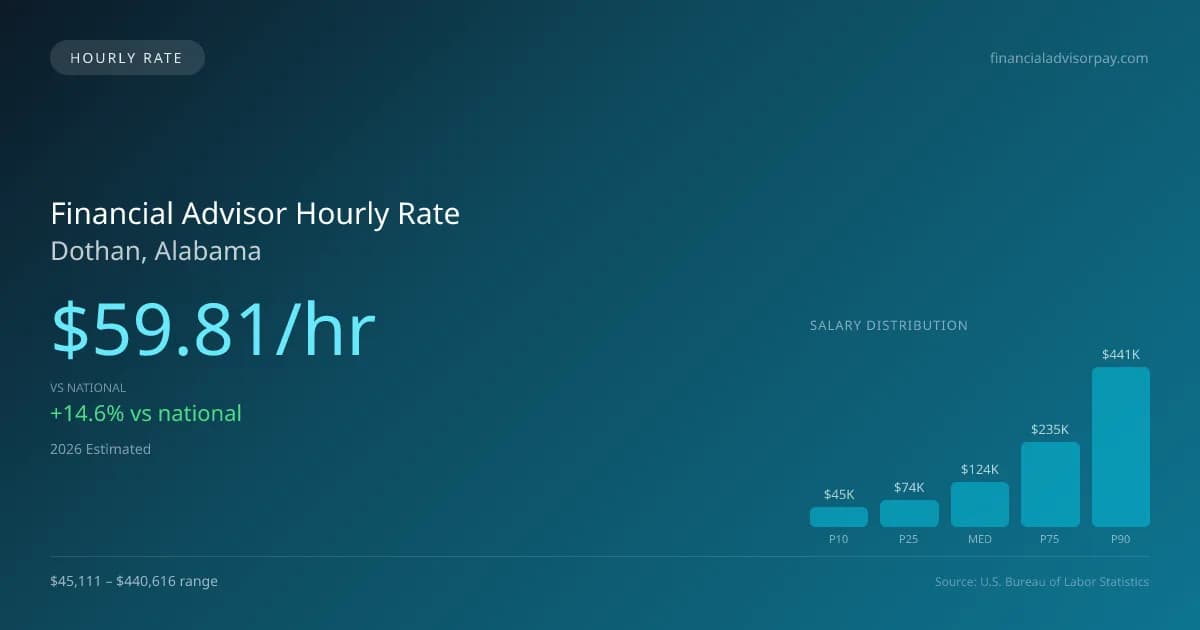 Financial Advisor Hourly Rate in Dothan, AL — 2026 est., based on 2025 BLS