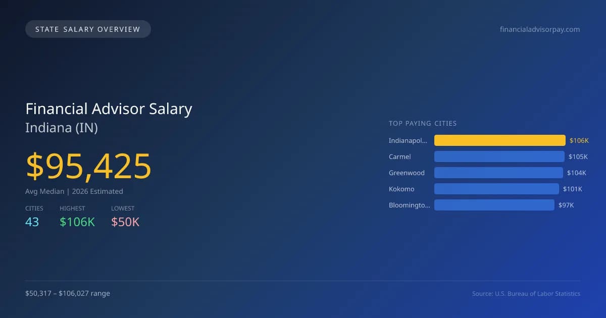 Financial Advisor Salary in Indiana - 2025 BLS Data Infographic