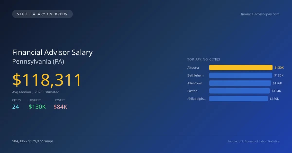 Financial Advisor Salary in Pennsylvania - 2025 BLS Data Infographic