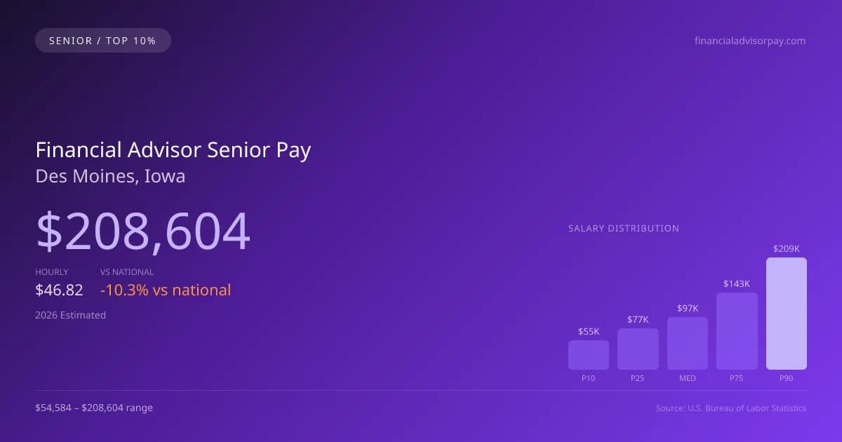 Financial Advisor Senior Salary in Des Moines, IA — 2026 est., based on 2025 BLS