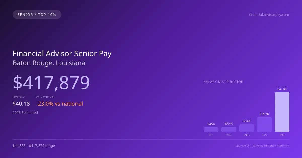 Financial Advisor Senior Salary in Baton Rouge, LA — 2026 est., based on 2025 BLS